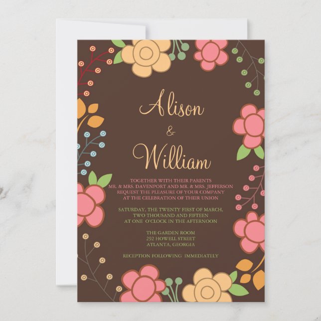 Invitation Flore enchantée -Faire-part de mariage (Devant)