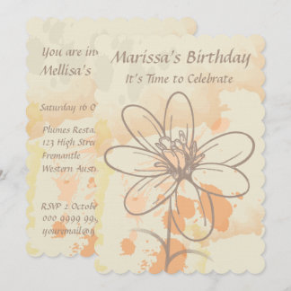 Invitation Flore esquissée sur étoffes d'aquarelle Anniversai