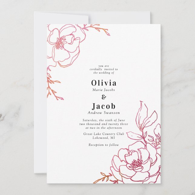 Invitation Flore Floral Mariage Design (Devant)