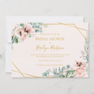 Invitation Flore floue Fête des mariées horizontale Pastel