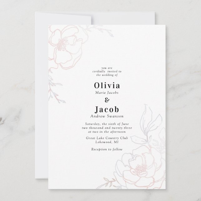 Invitation Flore floue Flore Mariage Design (Devant)