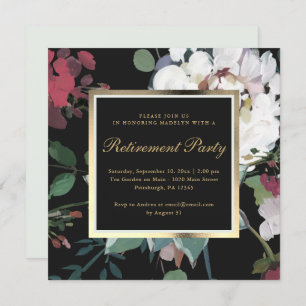Invitation Flore foncée avec Faux Gold Frame Retraite