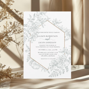 Invitation Flore géométrique verte Sage Tout en un Mariage