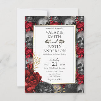 Invitation Flore gothique rouge et noire en une seule invitat