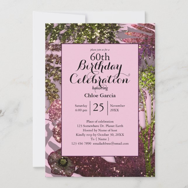 Invitation Flore indienne de Parties scintillant glamour | Ro (Devant)