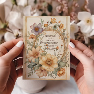 Invitation Flore Mariage Art Nouveau Vintage
