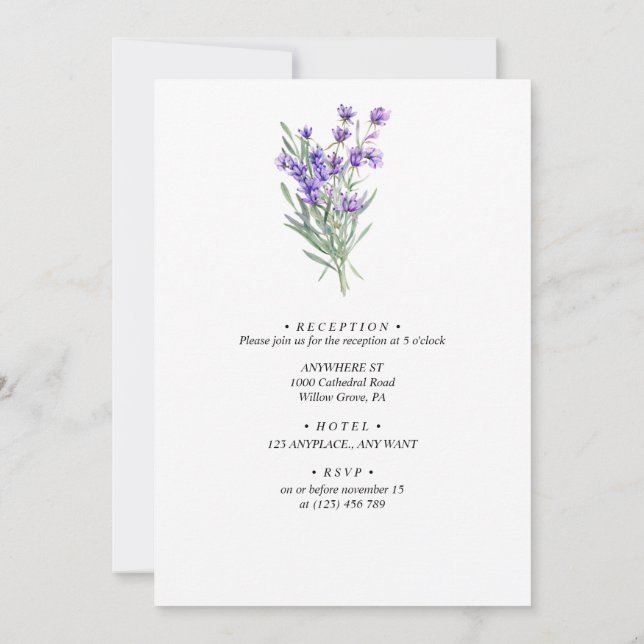 Invitation Flore Mariage de lavande minimaliste (Dos)