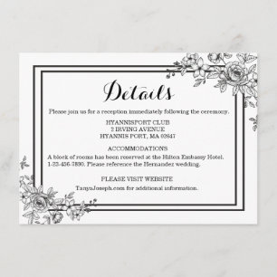 Invitation Flore Noir Et Blanc Détails Fleur