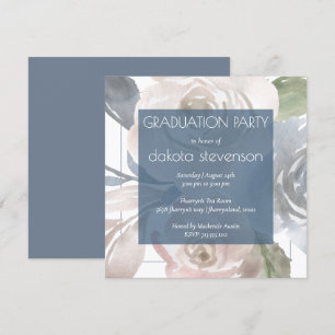 Invitation Flore poussiéreux   Smoky Pastel Blue Cream Gradua