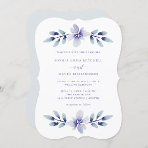 Invitation Flore rêveuse  Mariage mauve et bleu