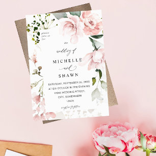 Invitation Flore rose pâle et Mariage d'Eucalyptus 2B