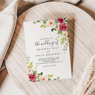 Invitation Flore Rose Vert Le Mariage De