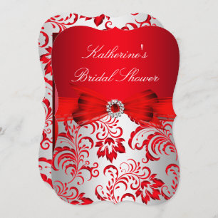 Invitation Flore rouge et Fête des mariées Bow Argent