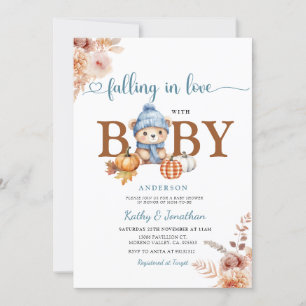 Invitation Flore rustique chute dans l'amour Baby shower ours
