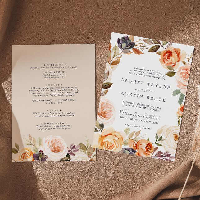 Invitation Flore Rustique De La Terre Tout En Un Mariage (Créateur téléchargé)