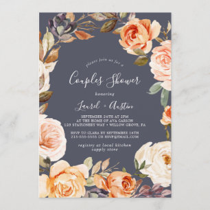 Invitation Flore rustique   Douche Couples Violets