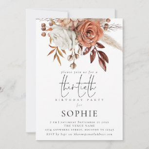 Invitation Flore rustique en terre cuite Script 30e anniversa