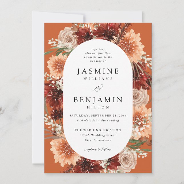 Invitation Flore rustique Terre & Champagne Mariage o2 (Devant)