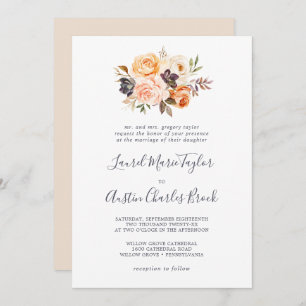 Invitation Flore Rustique Terre Mariage traditionnel
