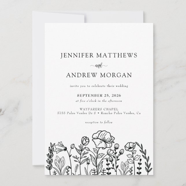 Invitation Flore sauvage | mariage de code Qr (Devant)