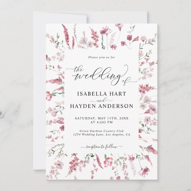Invitation Flore sauvage Tout en un Mariage de code QR (Devant)