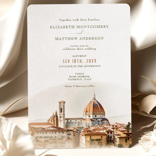 Invitation Florence Aquarelle Italie Destination Mariage (Créateur téléchargé)