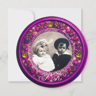 INVITATION FLORENTINE RENAISSANCE FLEUR,PINK FRUITS MONOGRAMM