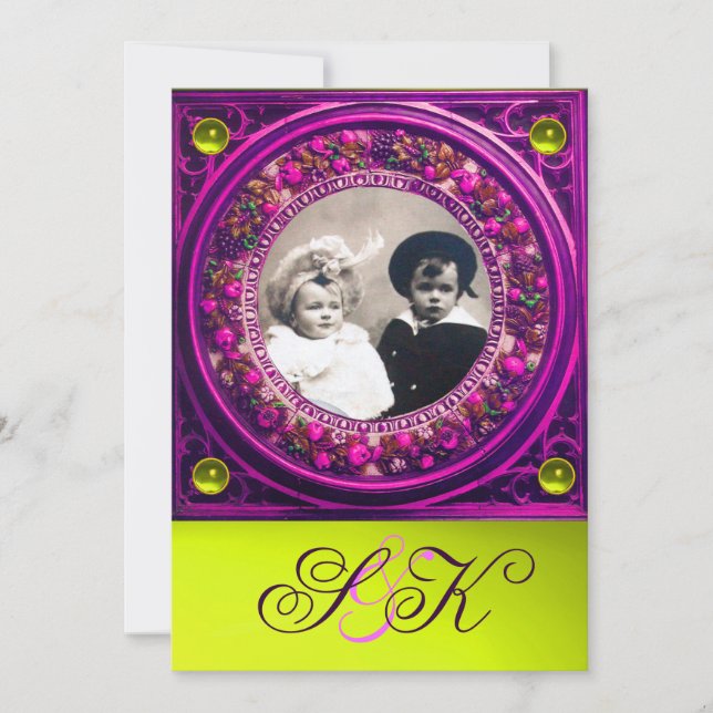 INVITATION FLORENTINE RENAISSANCE FRUITS DAMAS À MONOGRAMME (Devant)