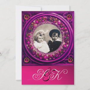 INVITATION FLORENTINE RENAISSANCE FRUITS DAMAS MONOGRAMME