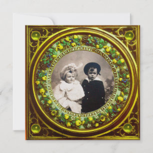 INVITATION FLORENTINE RENAISSANCE FRUITS ORANGE NOIR DAMAS