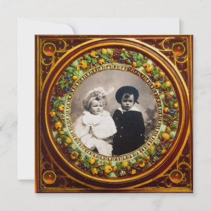INVITATION FLORENTINE RENAISSANCE FRUITS ORANGE NOIR DAMAS