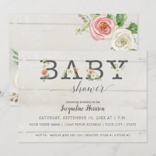 Invitation Flores blanches  Baby shower féminin