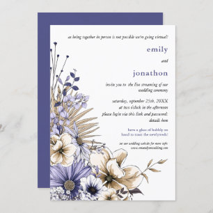Invitation Flores d'aquarelle à crème violette Mariage virtue