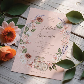 Invitation Flores d'aquarelle Mariage de la crête de monogram