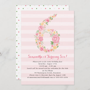 Invitation Flores d'aquarelle SIX 6e anniversaire
