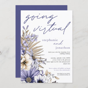 Invitation Flores d'aquarelle violette Lilac Mariage virtuel