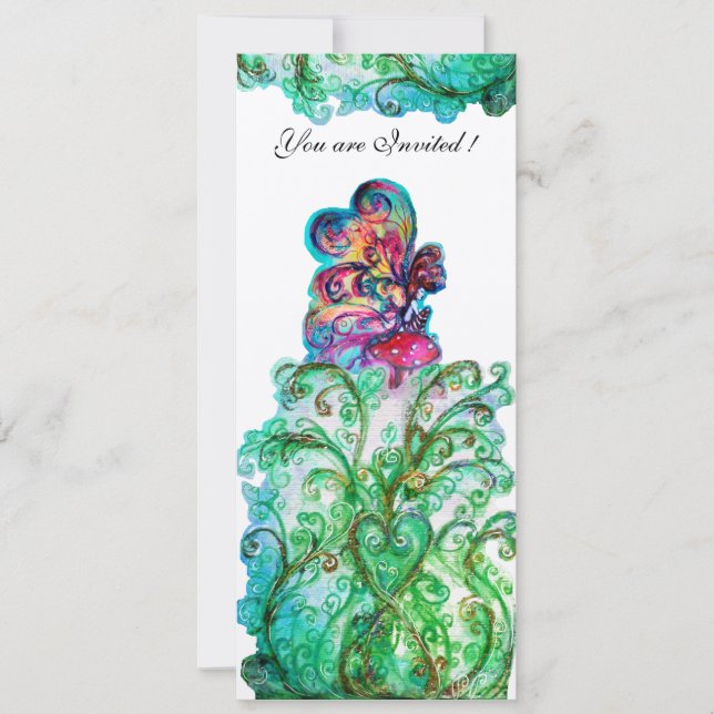 Invitation FLORES FANTAISISTES ET PETIT ELF violet,rouge,bleu (Devant)