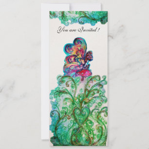 Invitation FLORES FANTAISISTES ET PETIT ELF violet,rouge,bleu