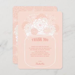 Invitation Flores roses Mason Jar Merci Mariage
