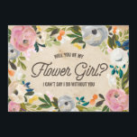 Invitation Flores vintages | Fleur fille<br><div class="desc">Proposez votre mariage avec cette invitation chic et élégante,  avec des fleurs peintes sur un arrière - plan vintage. Pour une invitation encore plus mémorable,  sélectionnez une forme découpée,  du papier texturé ou un papier double épais.</div>