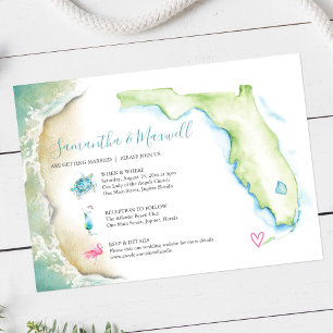 Invitation Florida Beach Wedding Aquarelle Illustré