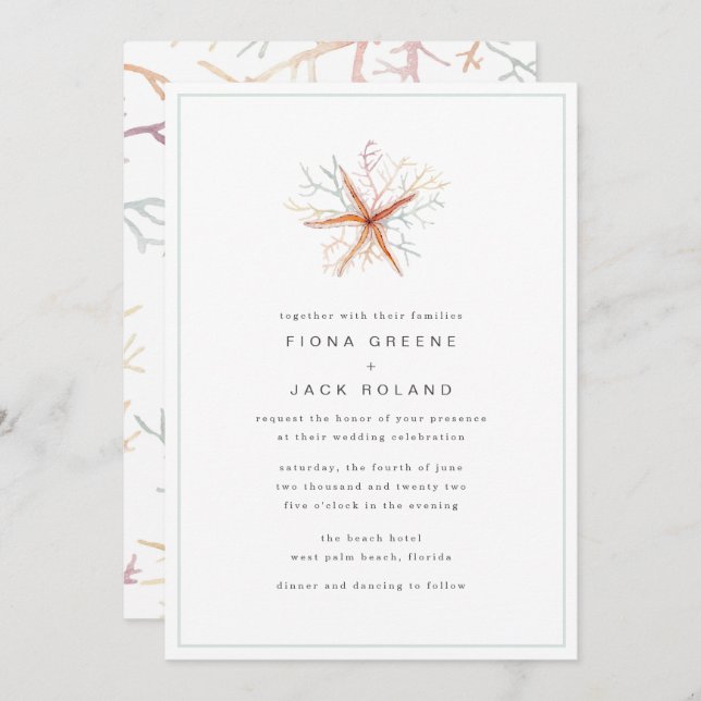 Invitation Florida Coastal Beach Watercolor Mariage Invitatia (Devant / Derrière)