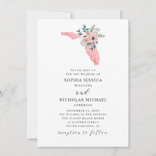 Invitation Floride. Élégante fleur rose. Floral aquarelle