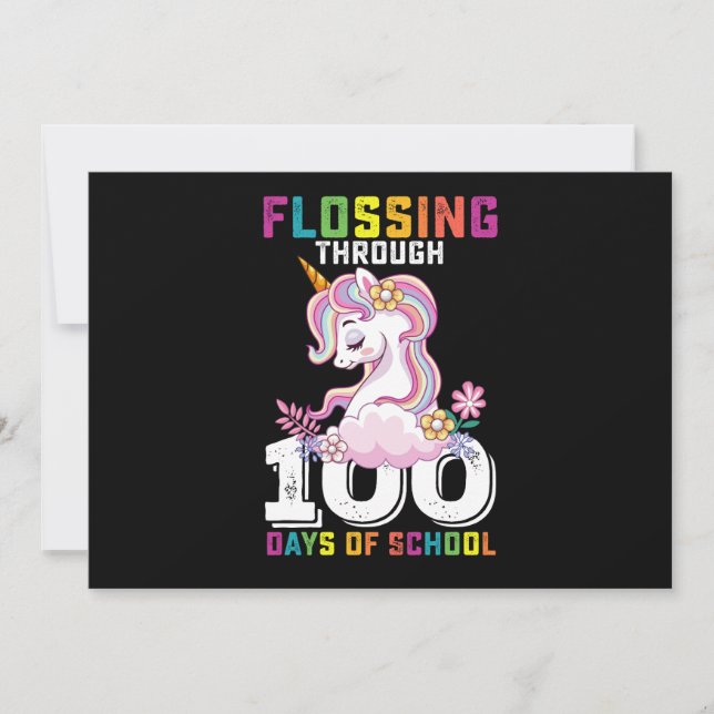 Invitation Flossing through 100 Days of School Unicorn (Devant)