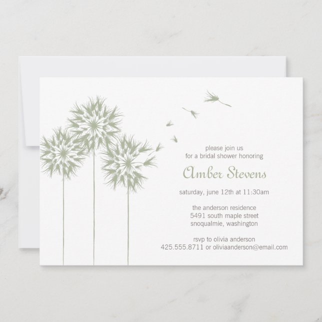 Invitation Flottante Dandelion Shower/Party (Devant)
