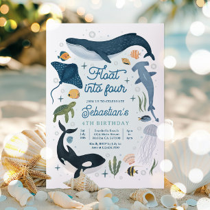 Invitation Flotter dans quatre sous la mer 4e anniversaire