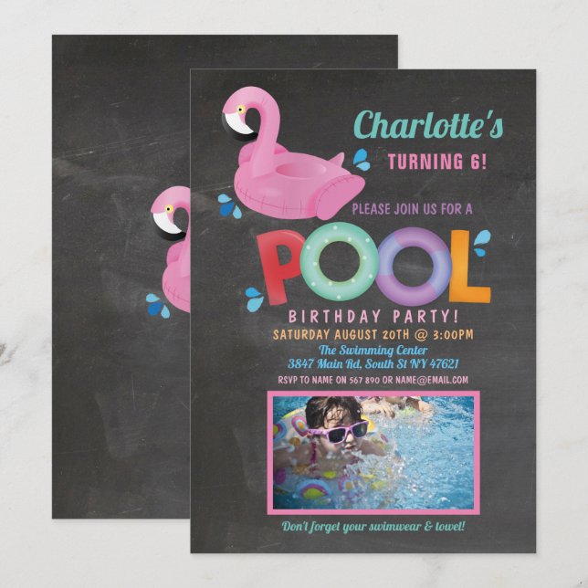 Invitation Flotteur de plage d'anniversaire de réception au (Devant / Derrière)