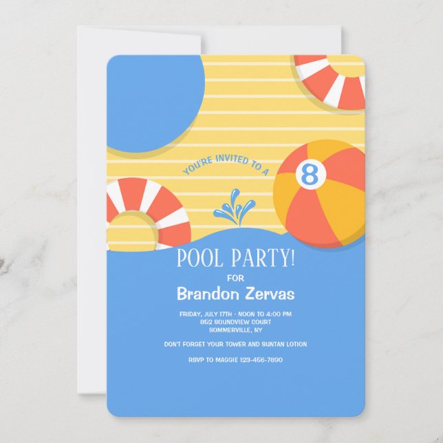 Invitation Flotteurs de Piscine (Devant)