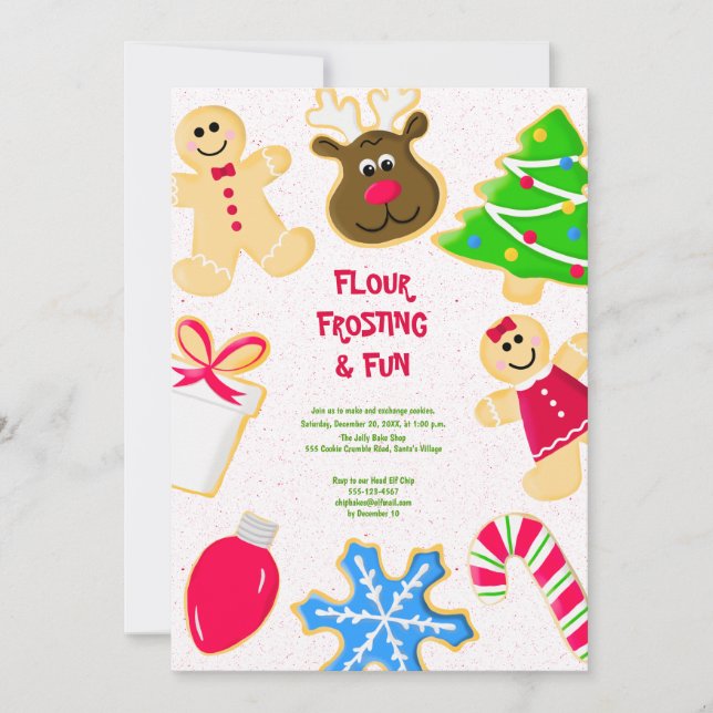 Invitation Flour Froid Fun Kids Cookie Exchange Party (Devant)