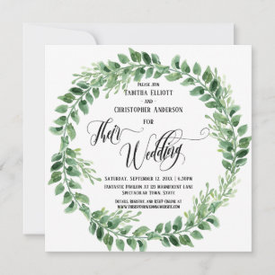 Invitation Flourdissante calligraphie Leur Mariage verte cour